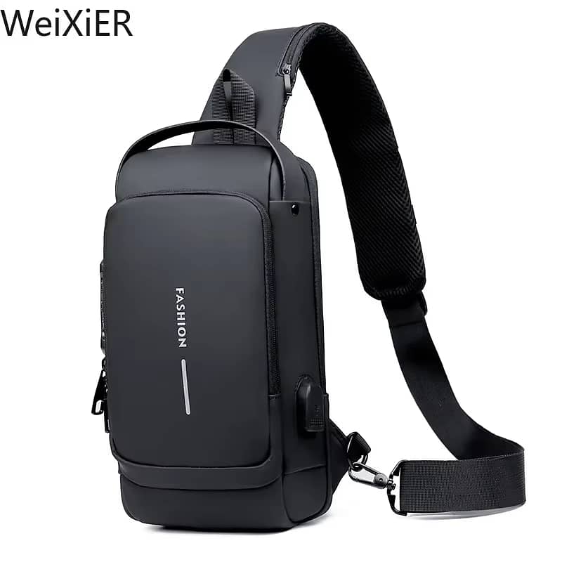 Anti-theft Travel Bag Male USB Charging Chest Bag Pack Multifunction 1