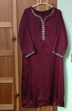 Maroon Silk stitch 2 piece Suit.