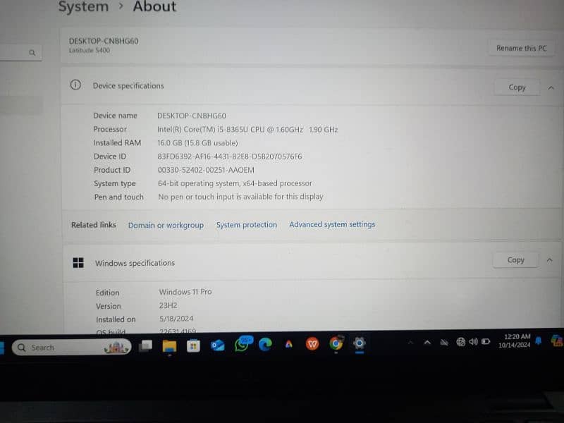 Dell Latitude 5400 Core i5 8th generation 7