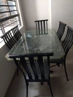 6chairs and glass dining table