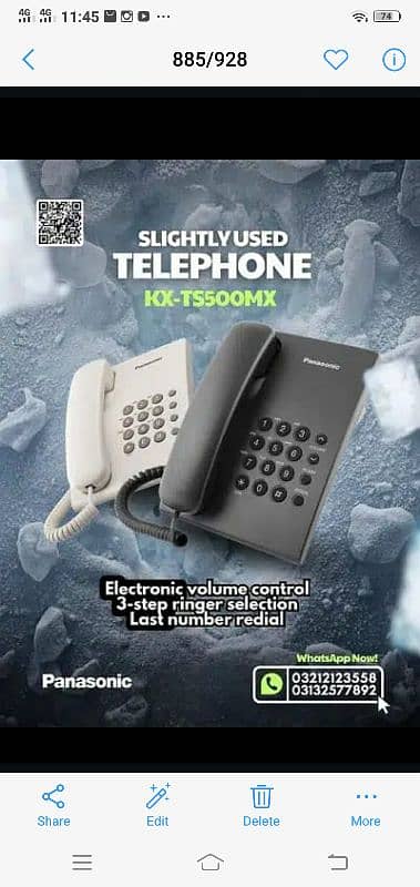 Panasonic Telephone set s500 slightly use box pack CALL:0321-2123558 0