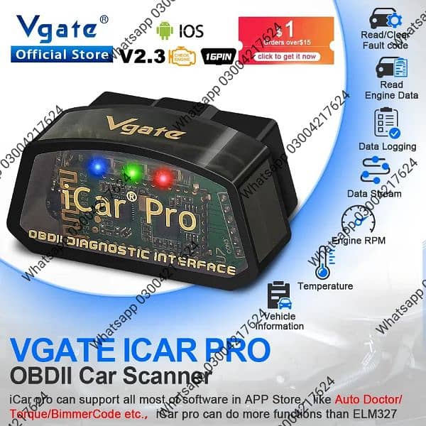 Vgate iCar2 obd2 Bluetooth WIFI Car Scanner Tool ELM327 V2.2 for 2