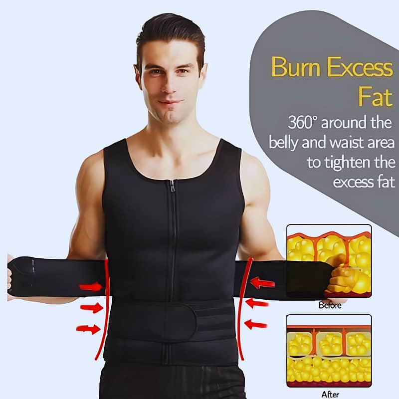 Men Body Shaper Fitness Neoprene Sauna Vest Waist Trainer Double Belt 0