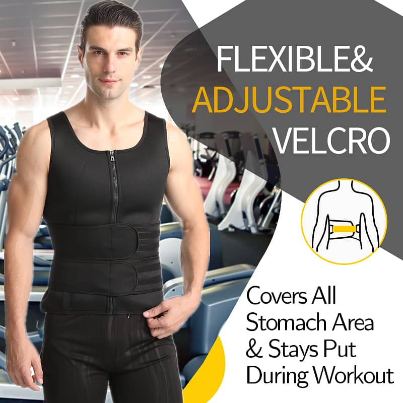 Men Body Shaper Fitness Neoprene Sauna Vest Waist Trainer Double Belt 3