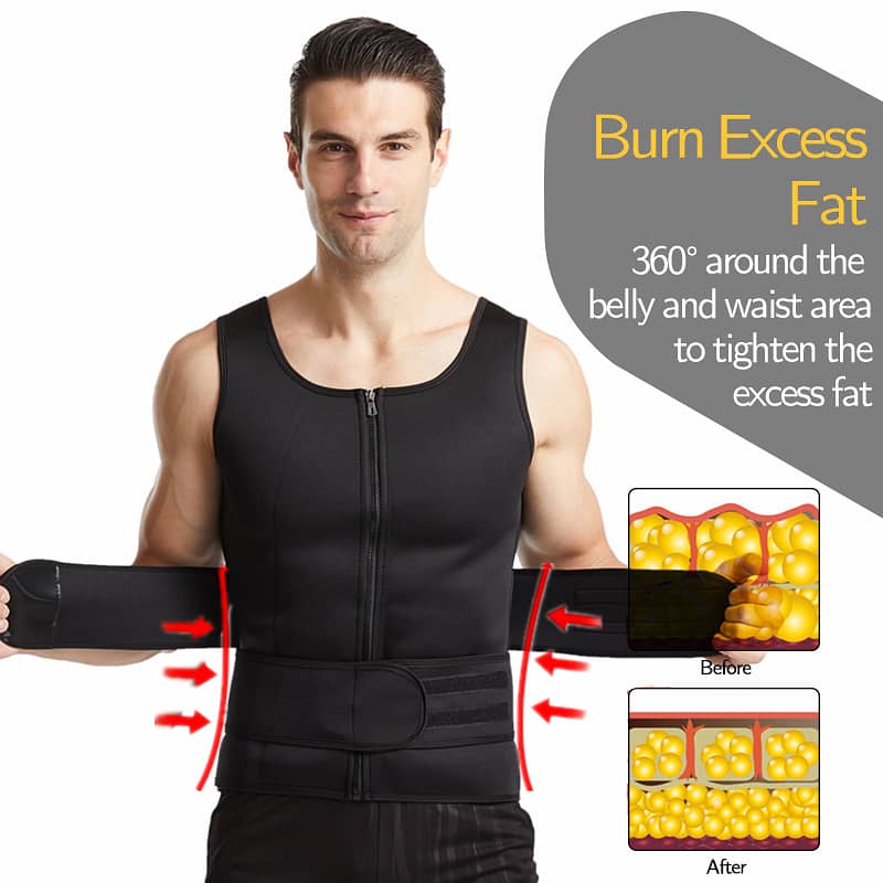 Men Body Shaper Fitness Neoprene Sauna Vest Waist Trainer Double Belt 5