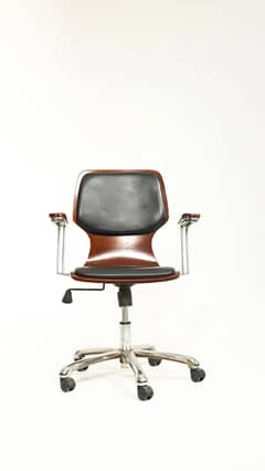 Wooden Office Chair with Swivel Base and Adjustable Height