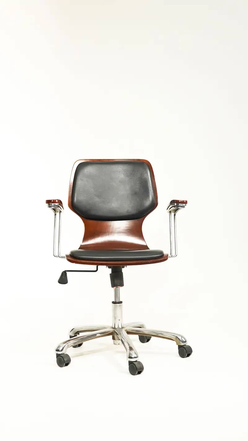 Wooden Office Chair with Swivel Base and Adjustable Height 0