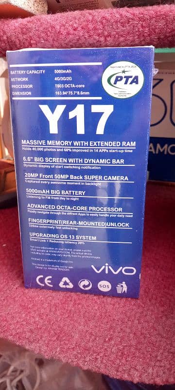 vivo y17 pta Prove 8 GB ram 256 space 1