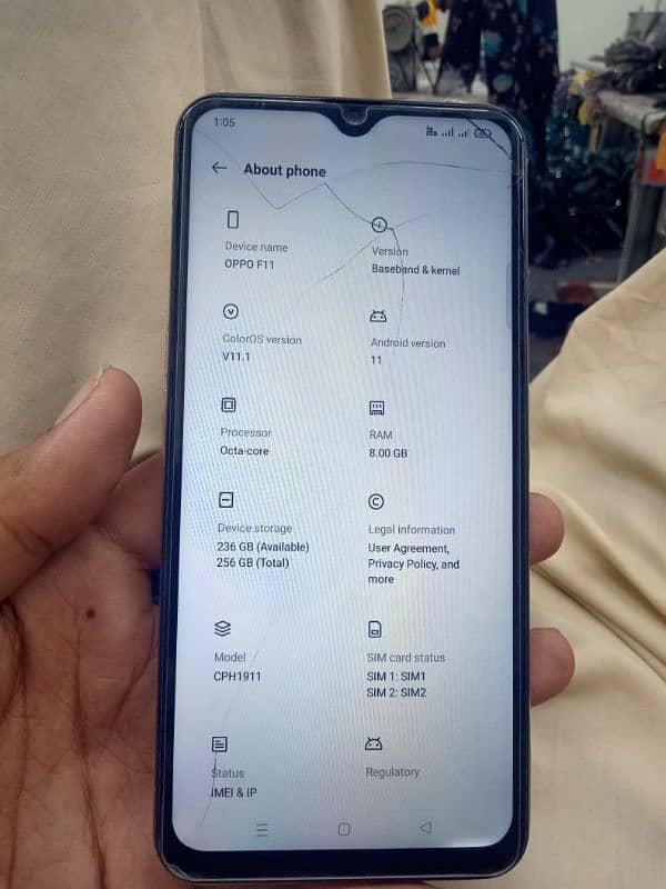 oppo f11 for urgent sale 8/256 10