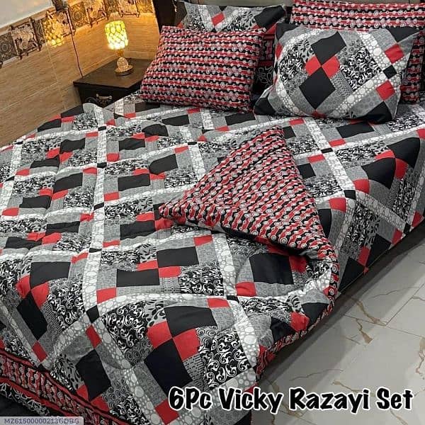 6 Pcs Cotton Saloncia Printed Razai Set 1