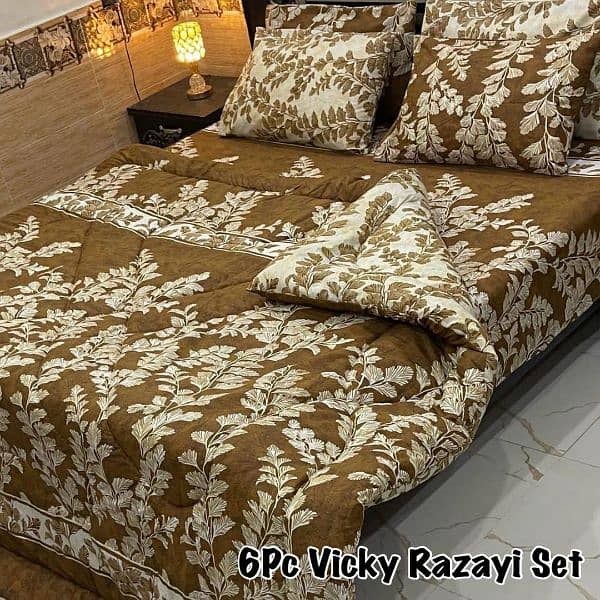 6 Pcs Cotton Saloncia Printed Razai Set 6