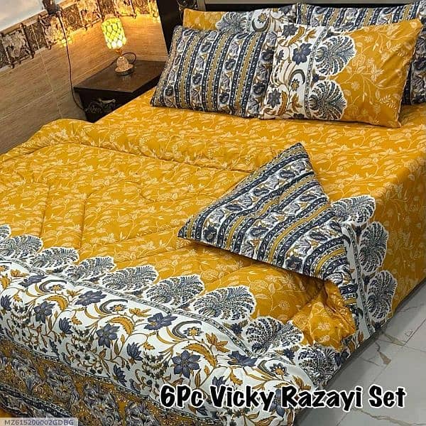 6 Pcs Cotton Saloncia Printed Razai Set 7