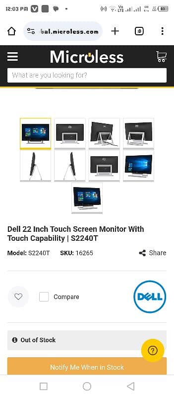 DELL 22Inch Touch screen LED Touch Capability S2240T 1