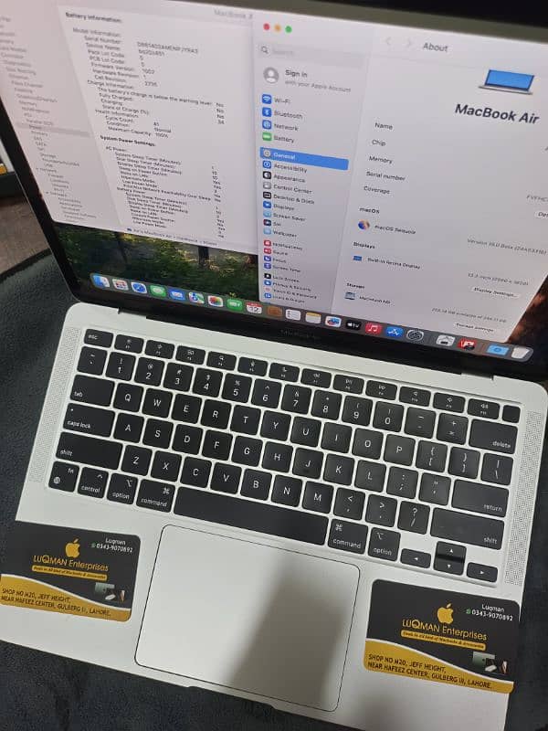 BRAND NEW CONDITION MACBOOK AIR M1 2020 8GB RAM 256GB SSD 41 CYCLE USE 0