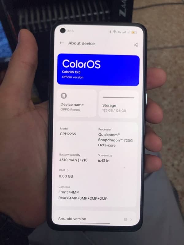 OPPO RENO 6 with box 8-128 Dual Sim Approved 7