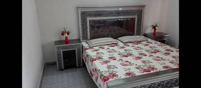 5 seater sofa and double bed with side tables and mattress 0