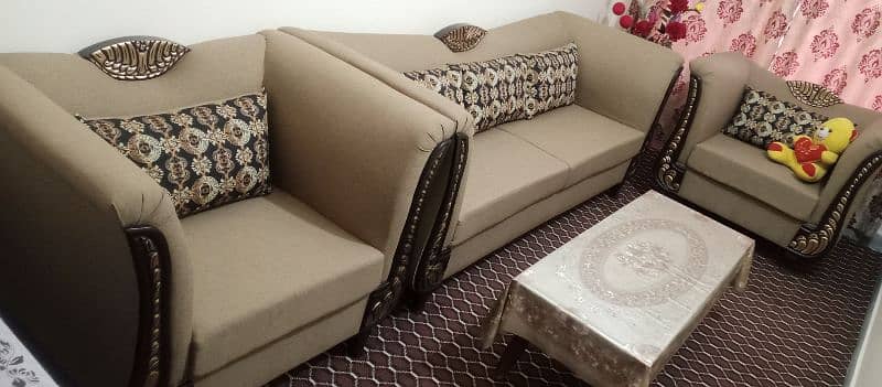 5 seater sofa and double bed with side tables and mattress 10