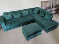 L shaped 7 seater sofa green color ma acha sofa