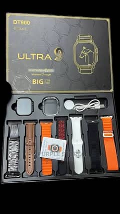 ULTRA 9 SMART WATCH WITH SILICONE CASE AND SEVEN STRAPS