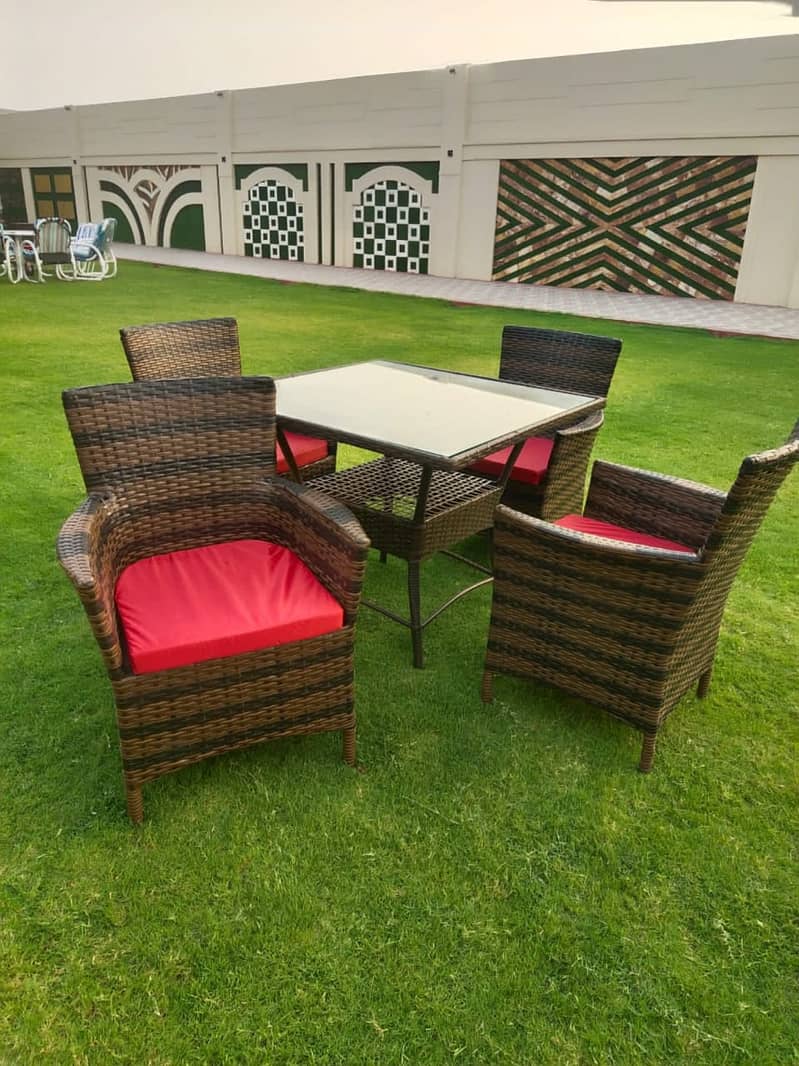 4 seater dining table/rattan chair/Lawn dining set/Garden furniture 16