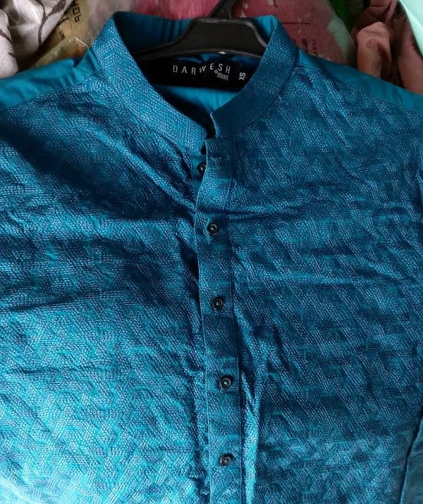 Darwesh Blue Embroidered Kurta 1