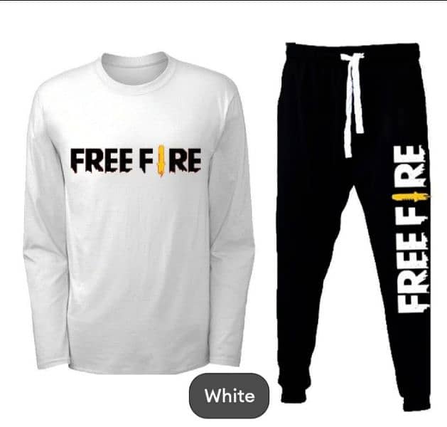 2 PCs men's micro polyester printed Track Suit "free fire " 2