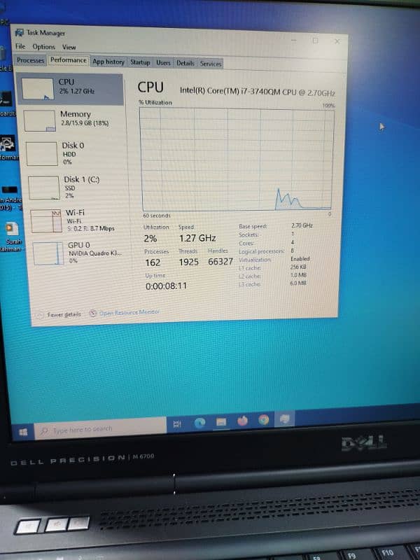 Dell Precision M6700 2gb graphics k3000M 8