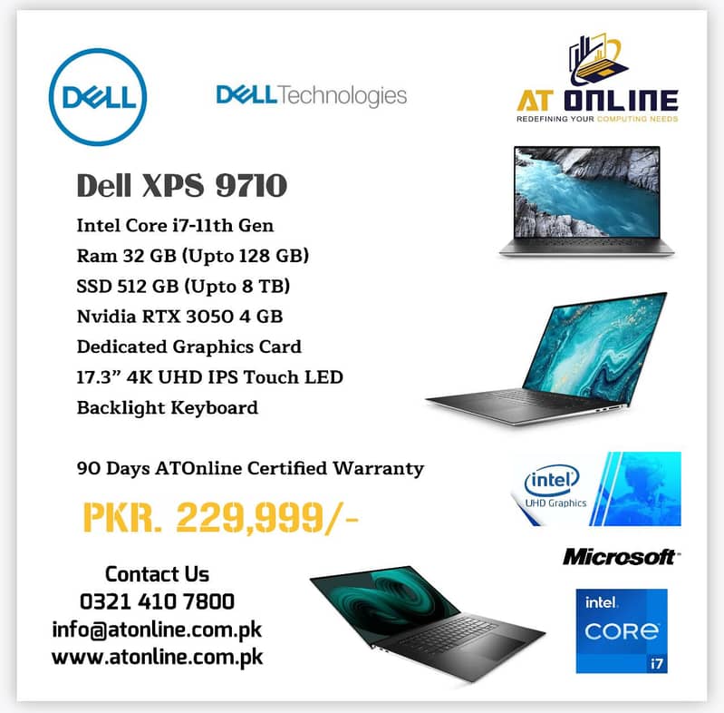 Dell XPS 9710 Intel Core i7-11th Gen Ram 32 GB SSD 512 0