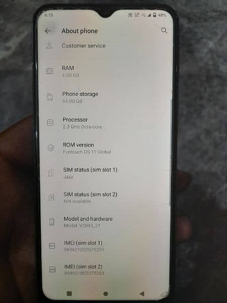 vivo y20 4+64gb with original Charger & box 5