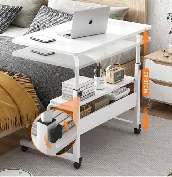 Adjustable height laptop table,study table , with bookshelfs 5