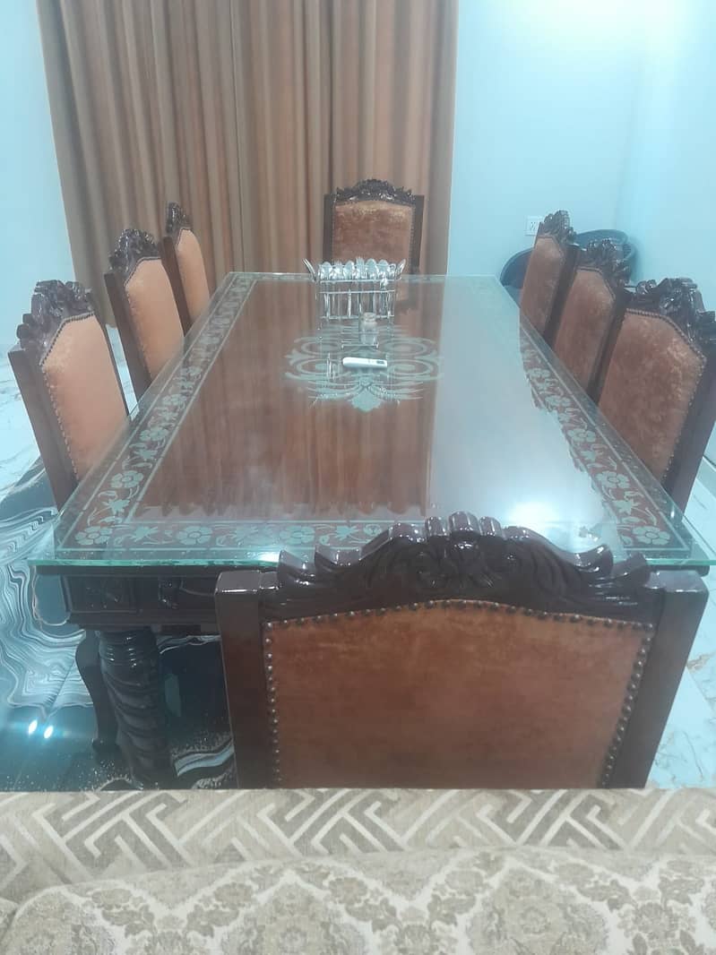 Dining table / 8 seater / glasstop / wholesale rate / dining for sale 5