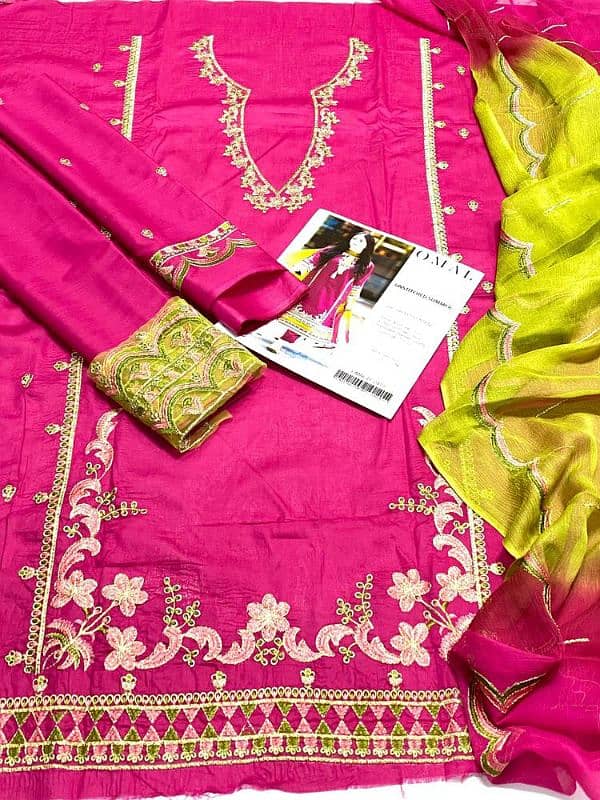 3 Pcs women's unstitched lawn suit 1