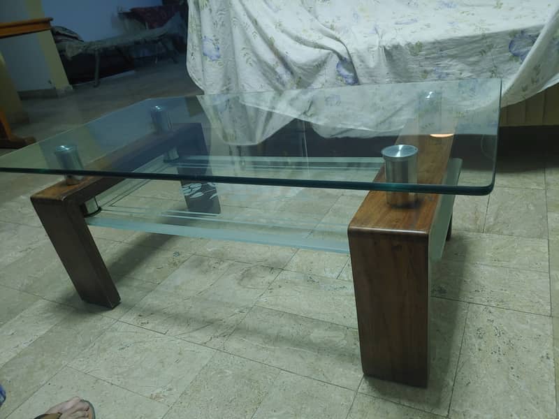 wood and glass center table 2