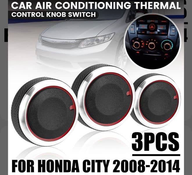 3pcs/set Car Honda City 2009-2020 Air Conditioning Knobs Control 0