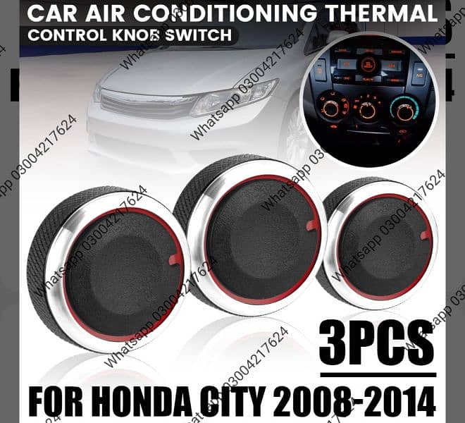 3pcs/set Car Honda City 2009-2020 Air Conditioning Knobs Control 1