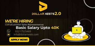 We are hiring experience agents for call centre company dollar nests