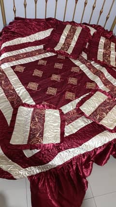 Maroon Silk Bridal quilting king size bedsheet.