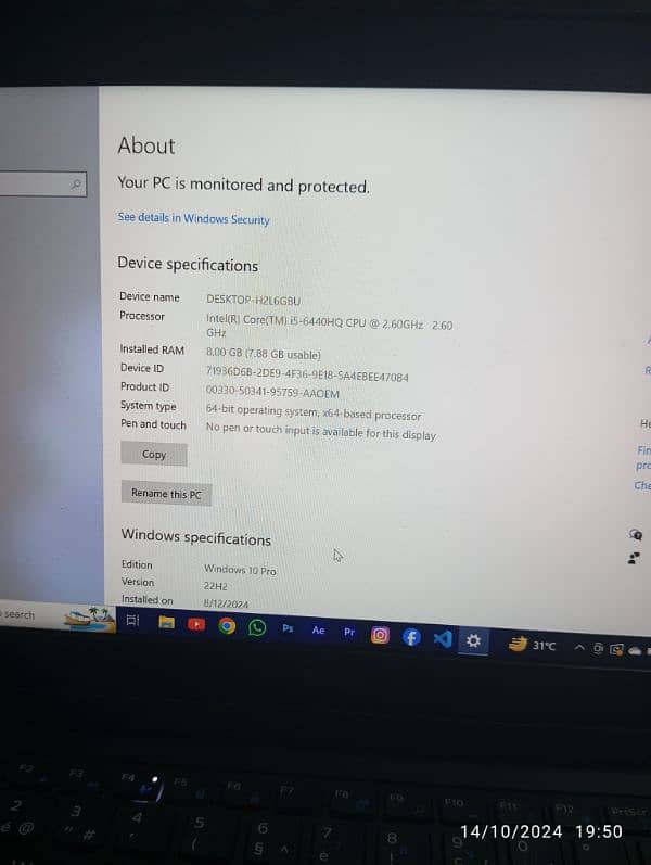 Dell Laptop i5-6 gen 256gb 9