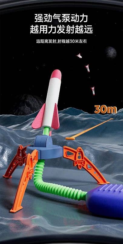 foot stomp rocket launcher ( adjustable angle) - with 3 Rockets 14