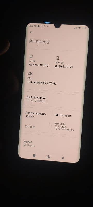 Mi note 10 lite 8gb ram full saman 8