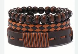 3 in 1 Brown Wrist bands Bracelet For Men / Bracelet For Boys |