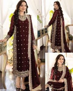 women 3 piece stitched crinkle chiffon suit