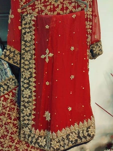 Blood red chiffon heavy embroidery  bridal dress 7