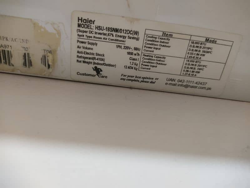 DC inverter Haier 100/90 condition total genius 2