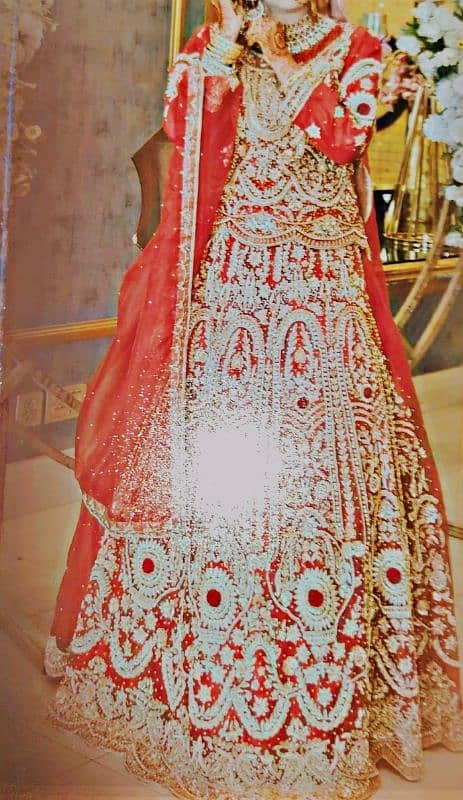 bridal barat langha fully embroidered red color 2