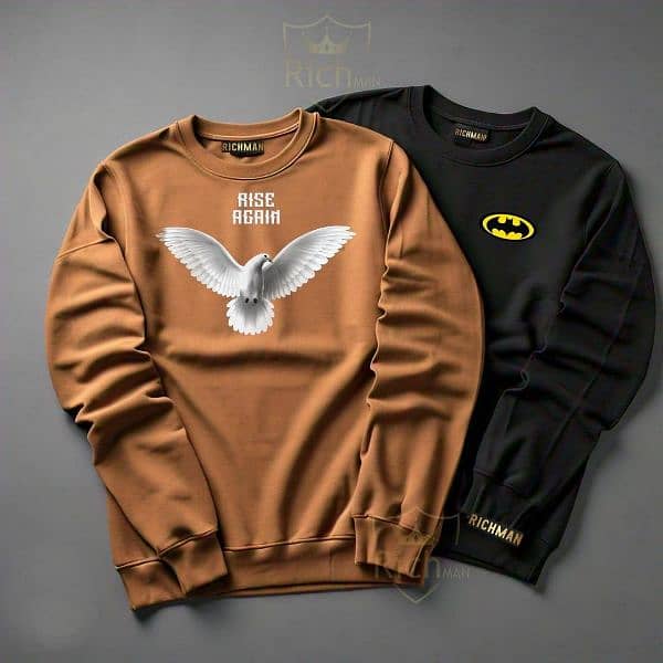 Men's Fleece Printed Sweatshirt, Pack 0