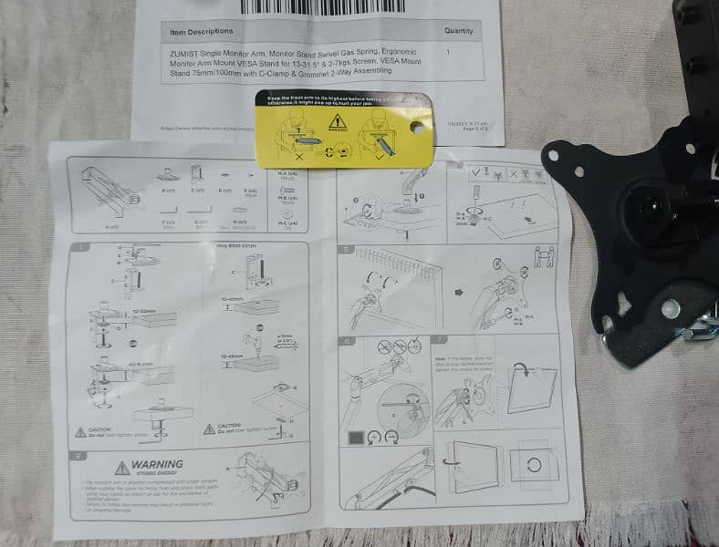 Box pack ZUMIST Single Monitor Arm, Monitor Stand with Gas Spring 13