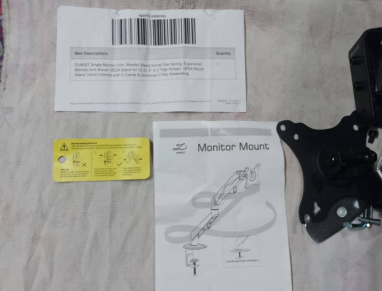 Box pack ZUMIST Single Monitor Arm, Monitor Stand with Gas Spring 14