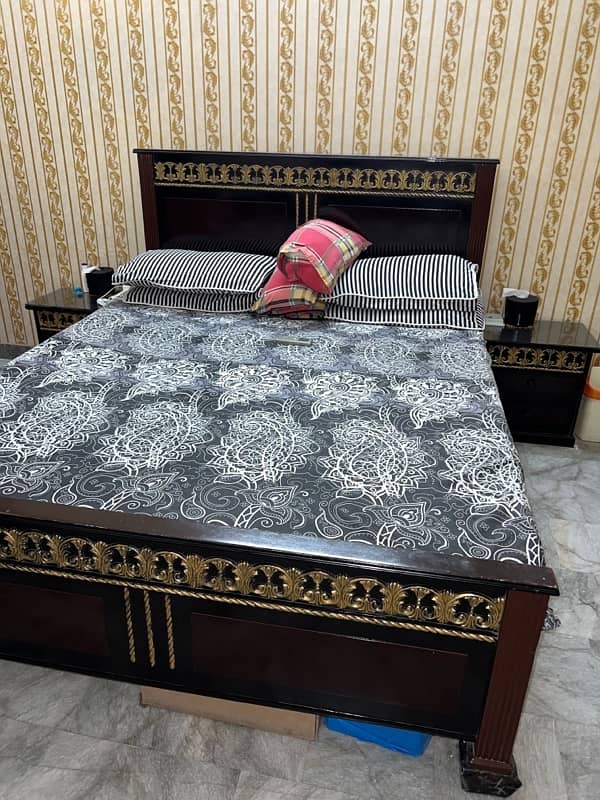 pure wooden bed with mattress available at reasonable price 0