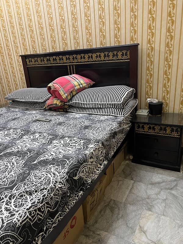 pure wooden bed with mattress available at reasonable price 3